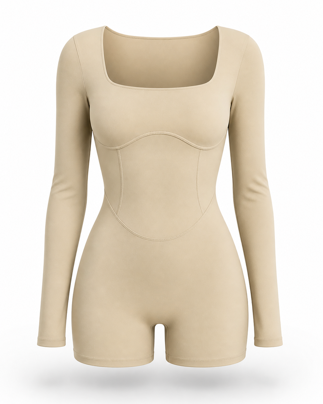 Sculpting Romper Women Long Sleeve Square Neck