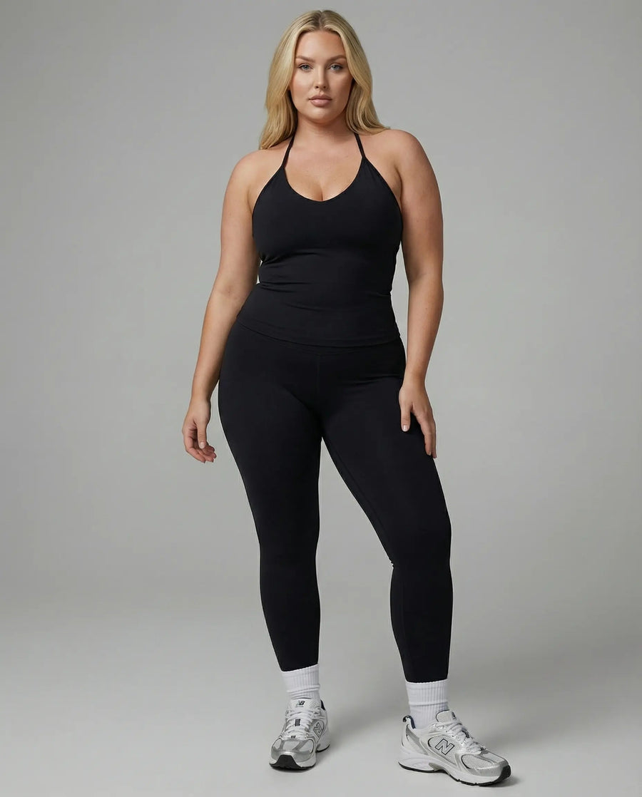 Black Seamless Halter Sculpt Leggings Set