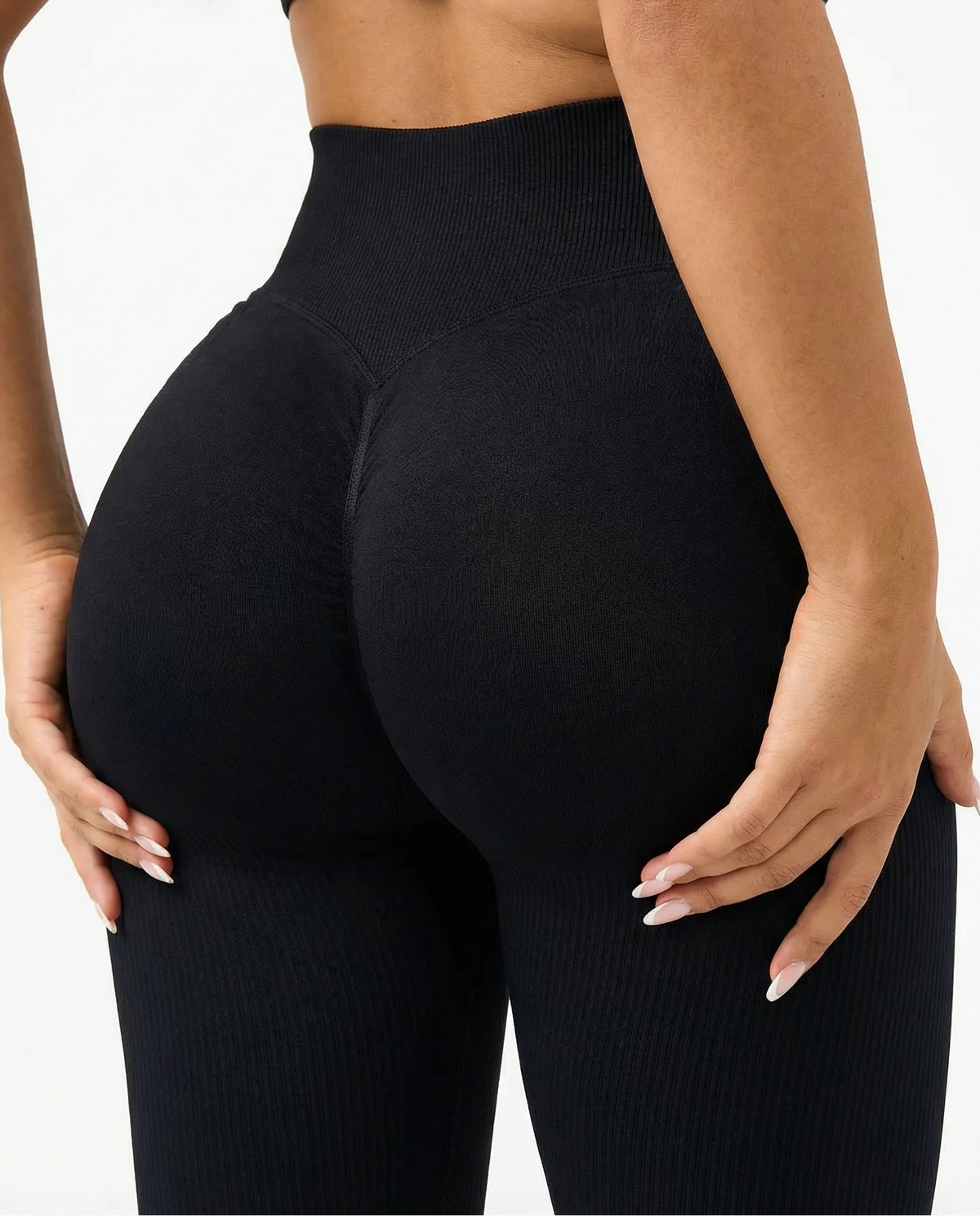 Seen Snatched V-Waist Flare Leggings displayed on a model, showcasing the high-waisted design and flared leg style.
