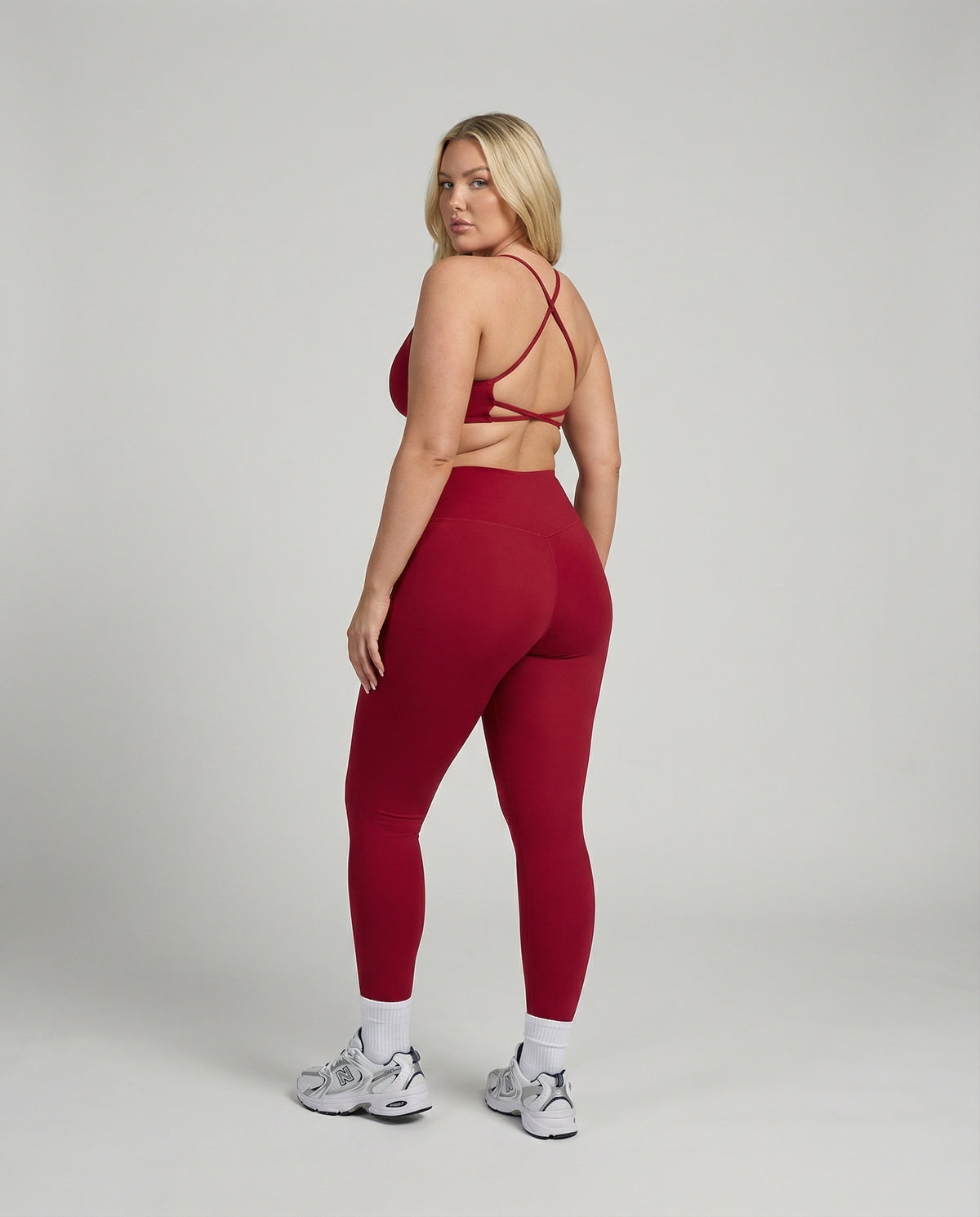 Seen women's seamless workout set with sculpting high waist leggings and matching top, designed for activewear and exercise.