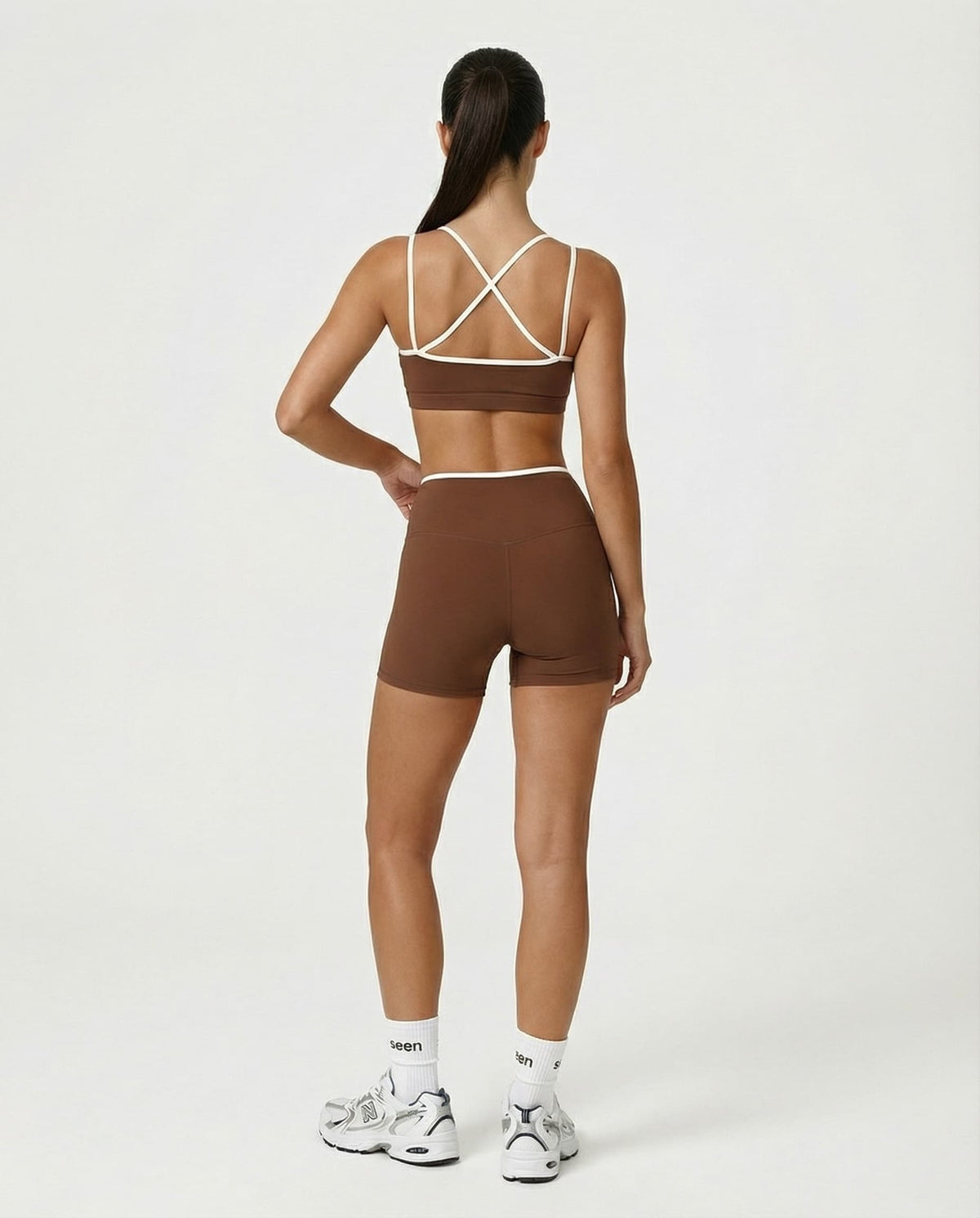 Sculpt Biker Short Set in Brown