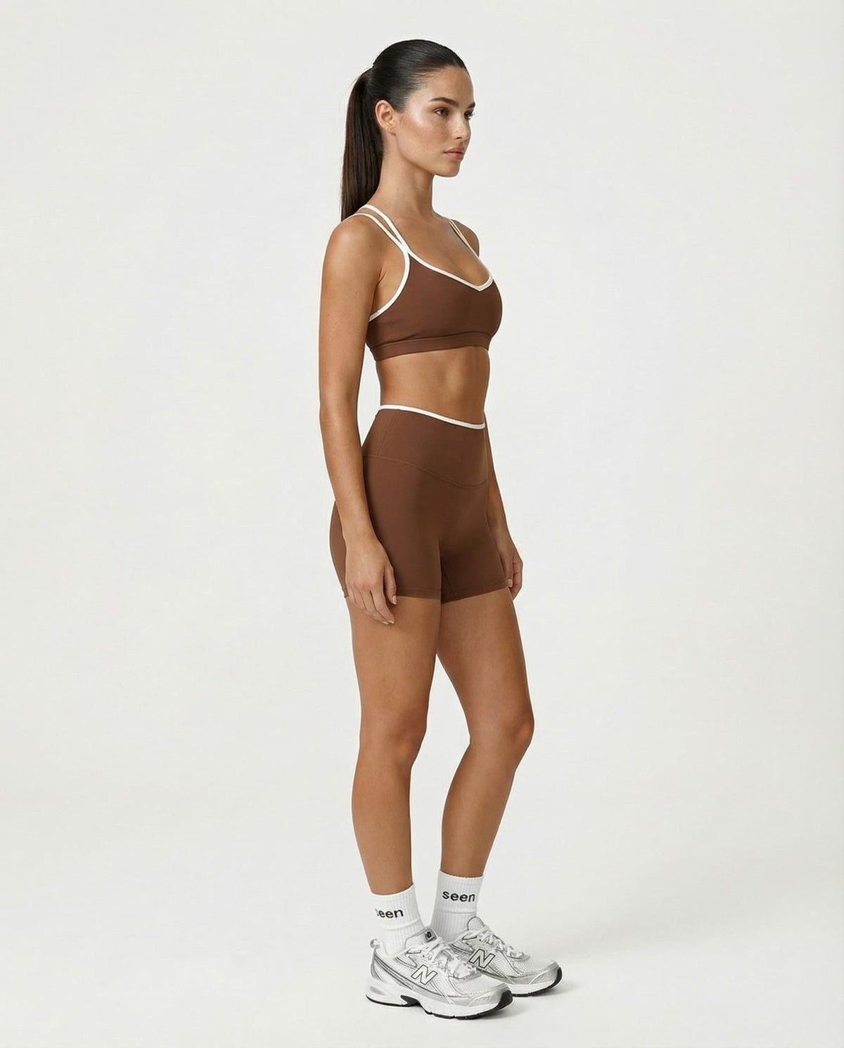 Sculpt Biker Short Set in Brown