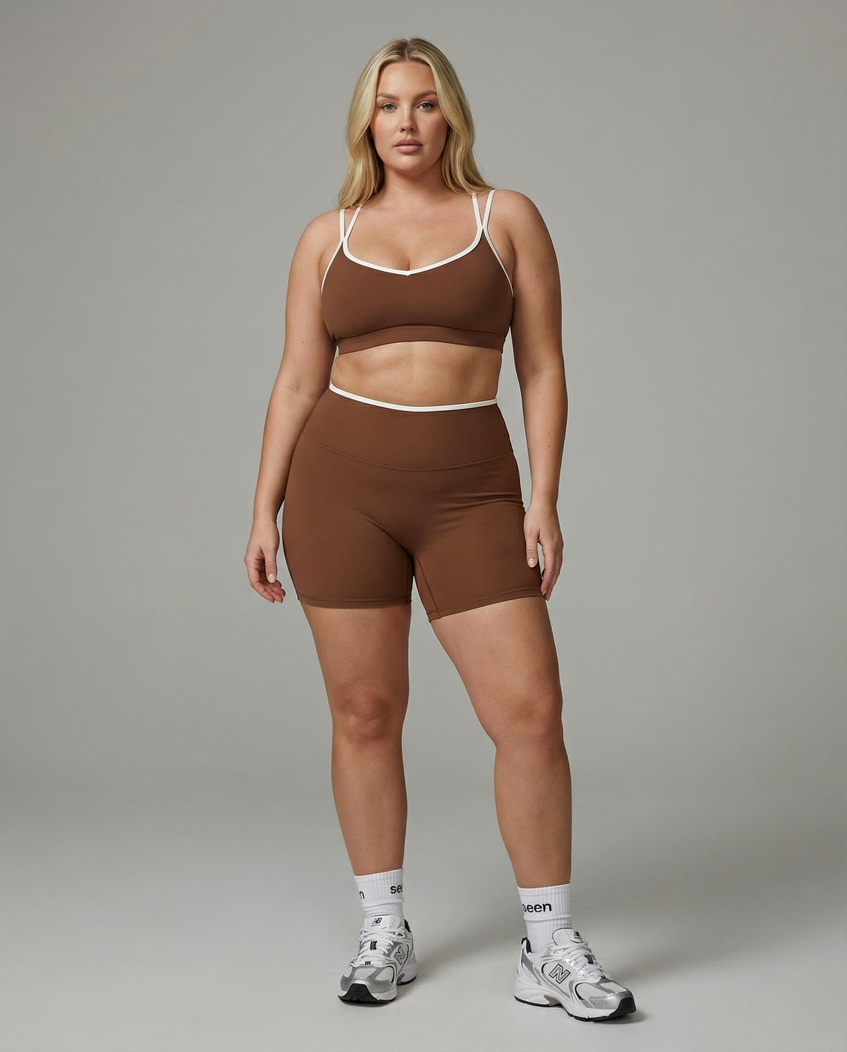 Sculpt Biker Short Set in Brown
