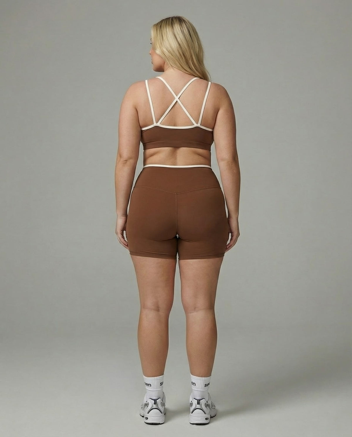 Sculpt Biker Short Set in Brown