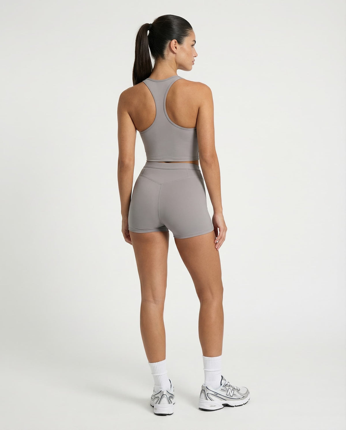 Grey Sculpt Racerback Tank & Shorts Set