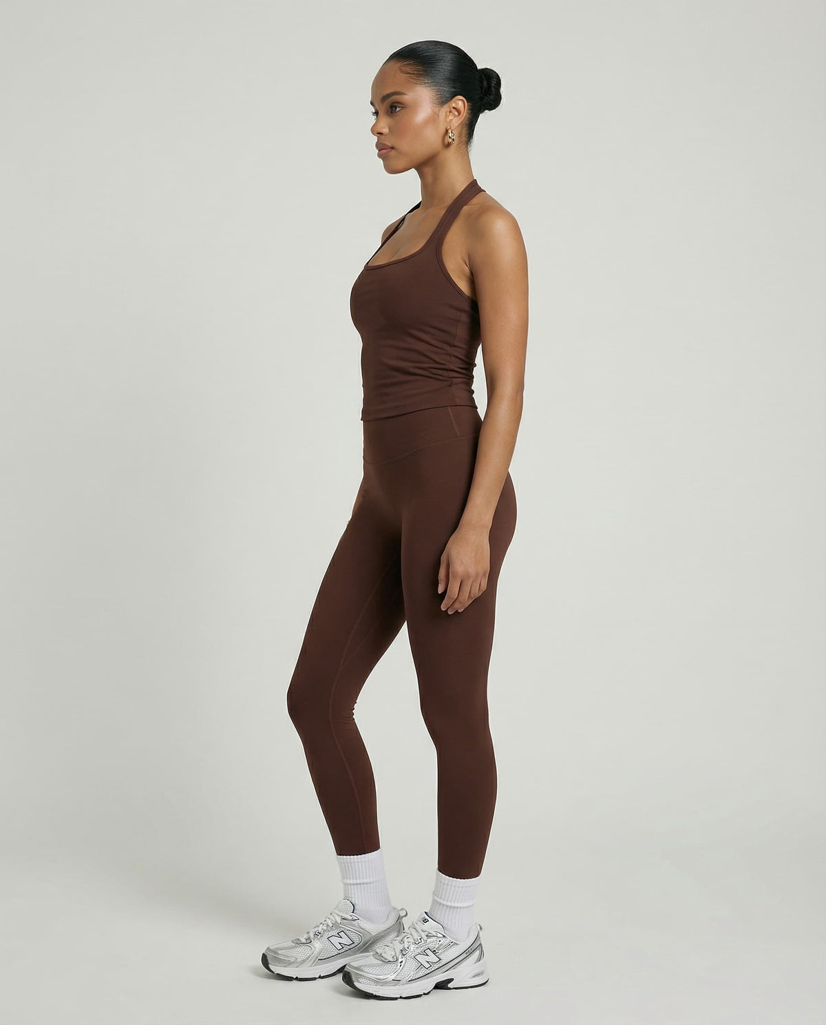 Brown Sculpt Racerback Tank & Leggings Set