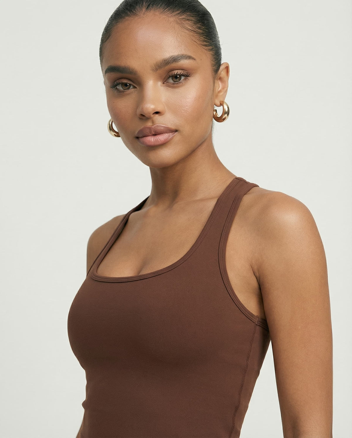 Brown Sculpt Racerback Tank & Leggings Set