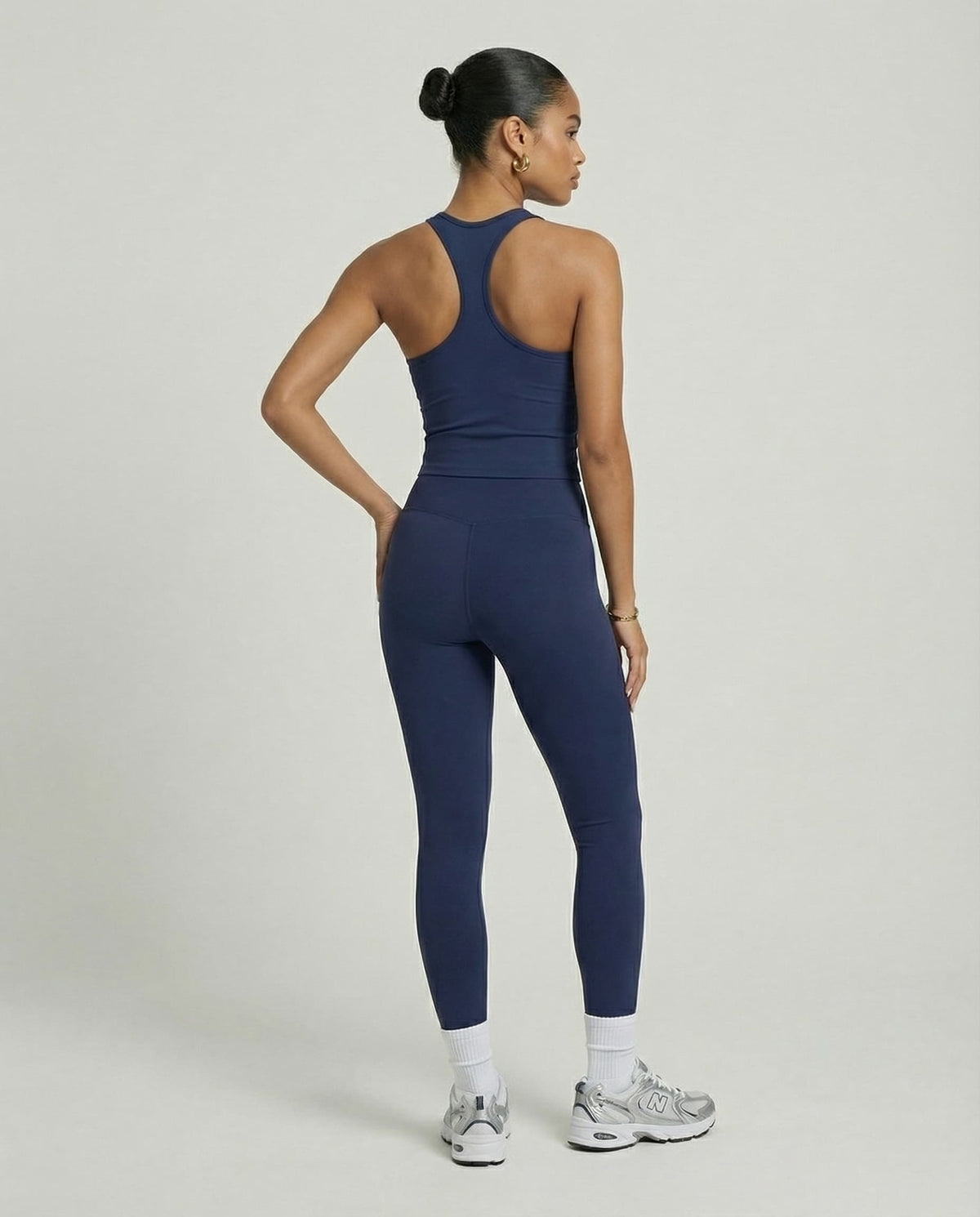 Navy Blue Sculpt Racerback Tank & Leggings Set