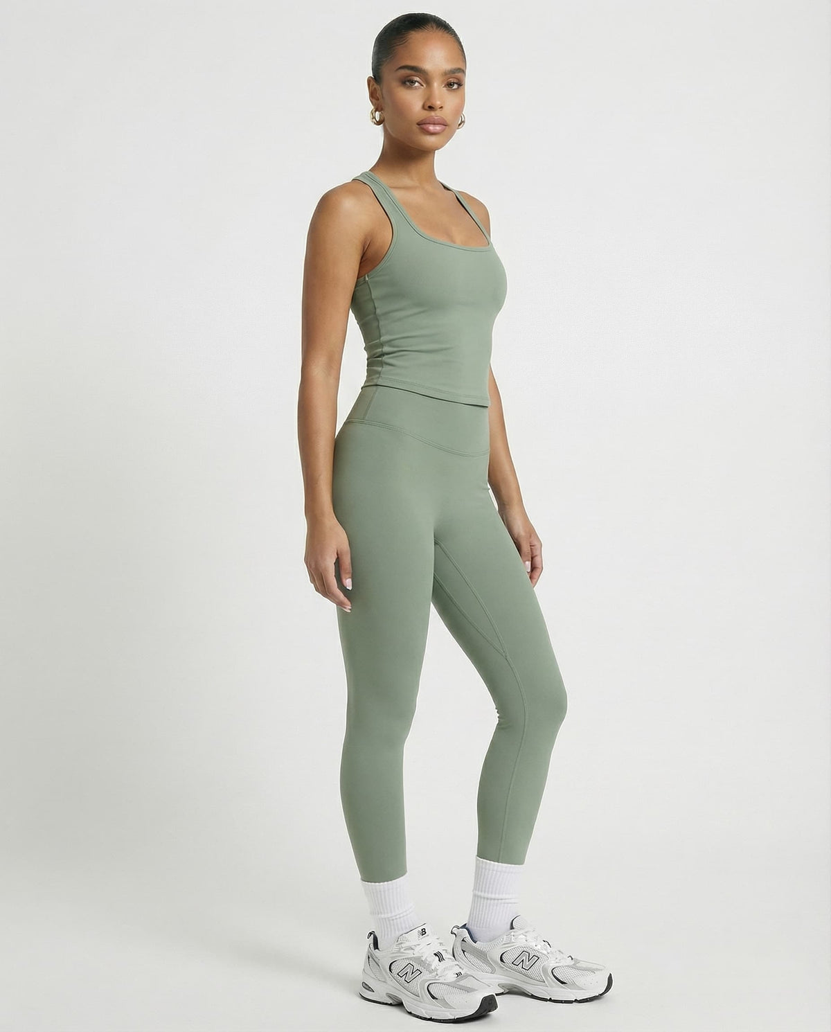 Matcha Green Sculpt Racerback Tank & Leggings Set