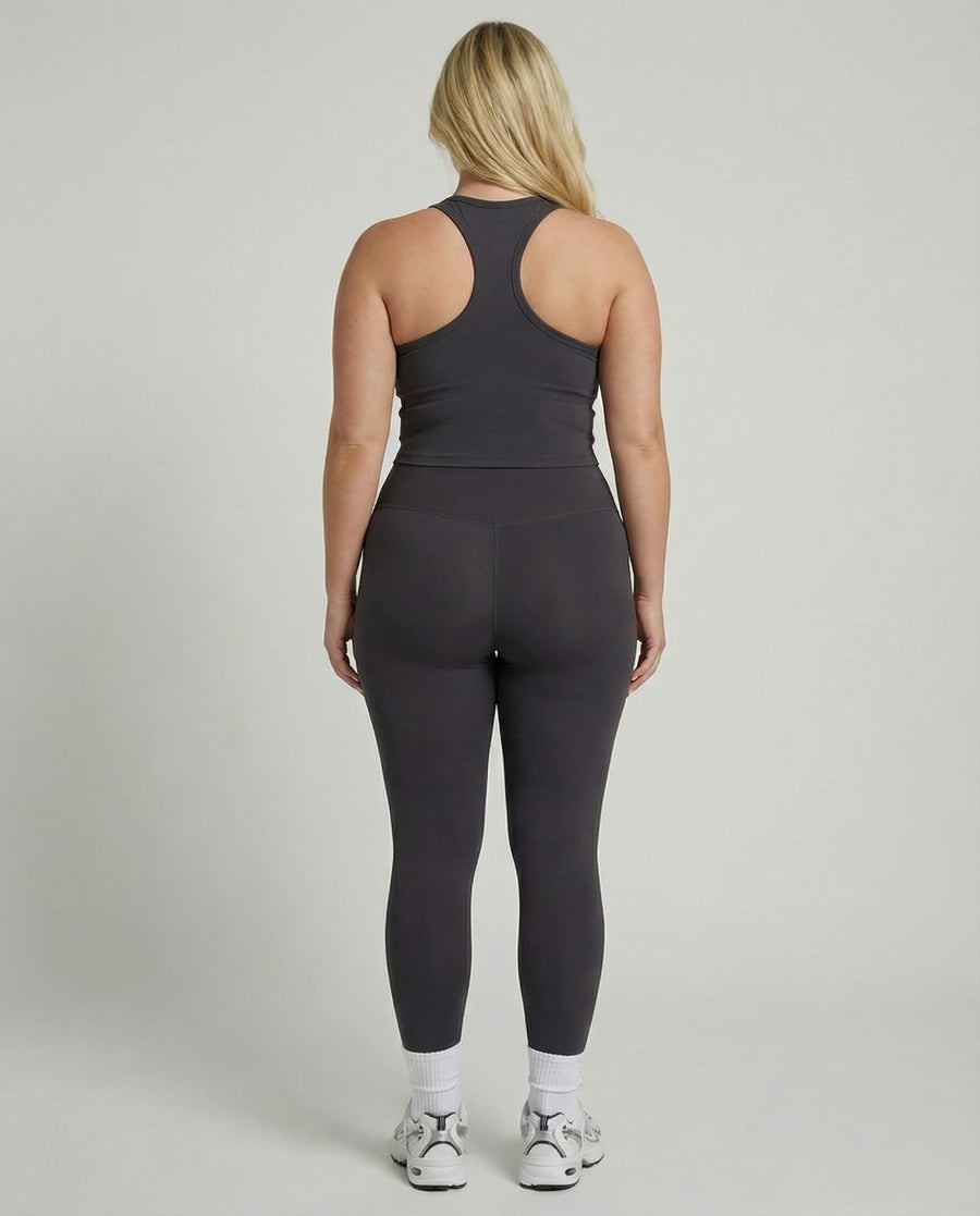 Charcoal Grey Sculpt Racerback Tank & Leggings Set