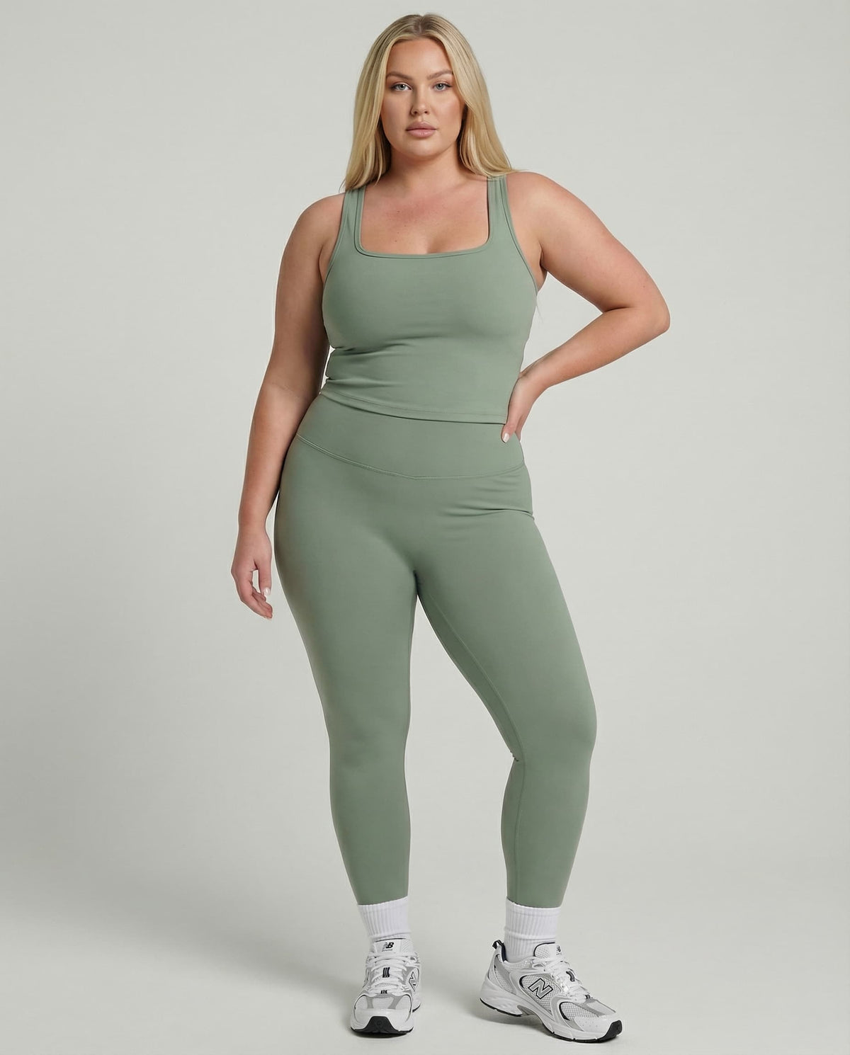 Matcha Green Sculpt Racerback Tank & Leggings Set