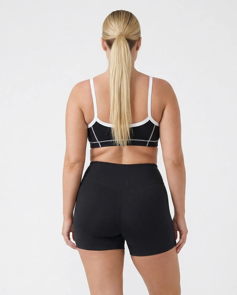 Black Contrast Trim Biker Short Set