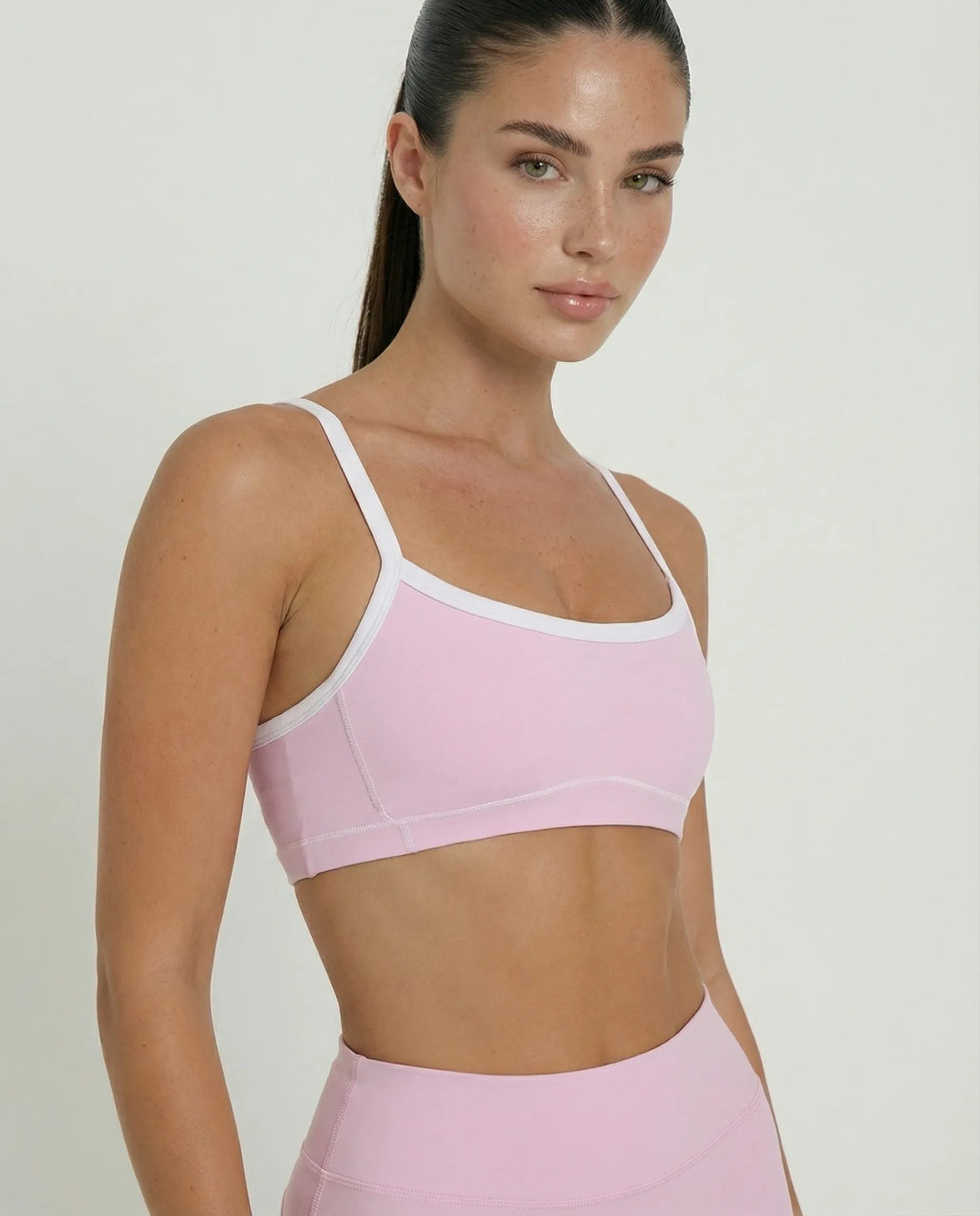 Dusty Pink Contrast Trim Biker Short Set