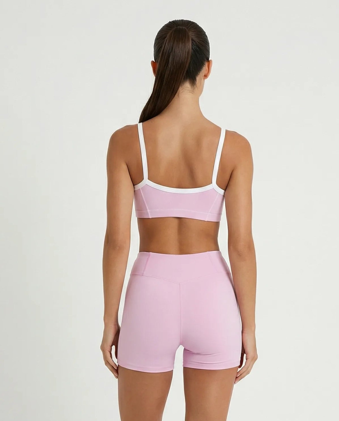 Dusty Pink Contrast Trim Biker Short Set
