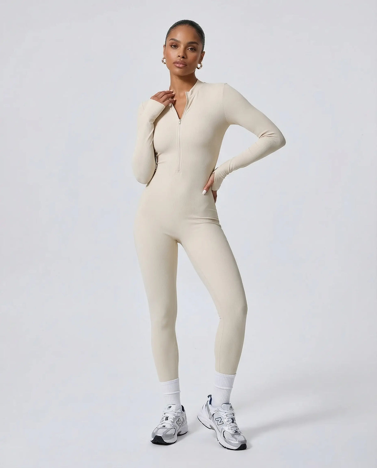 Sculpting Jumpsuit Seamless Long Sleeve Zip