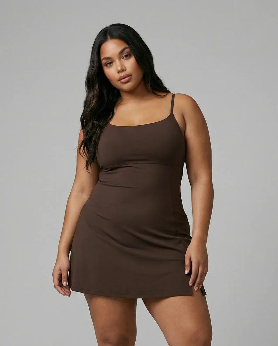 Sculpt Spaghetti Strap Side Slit Padel Dress