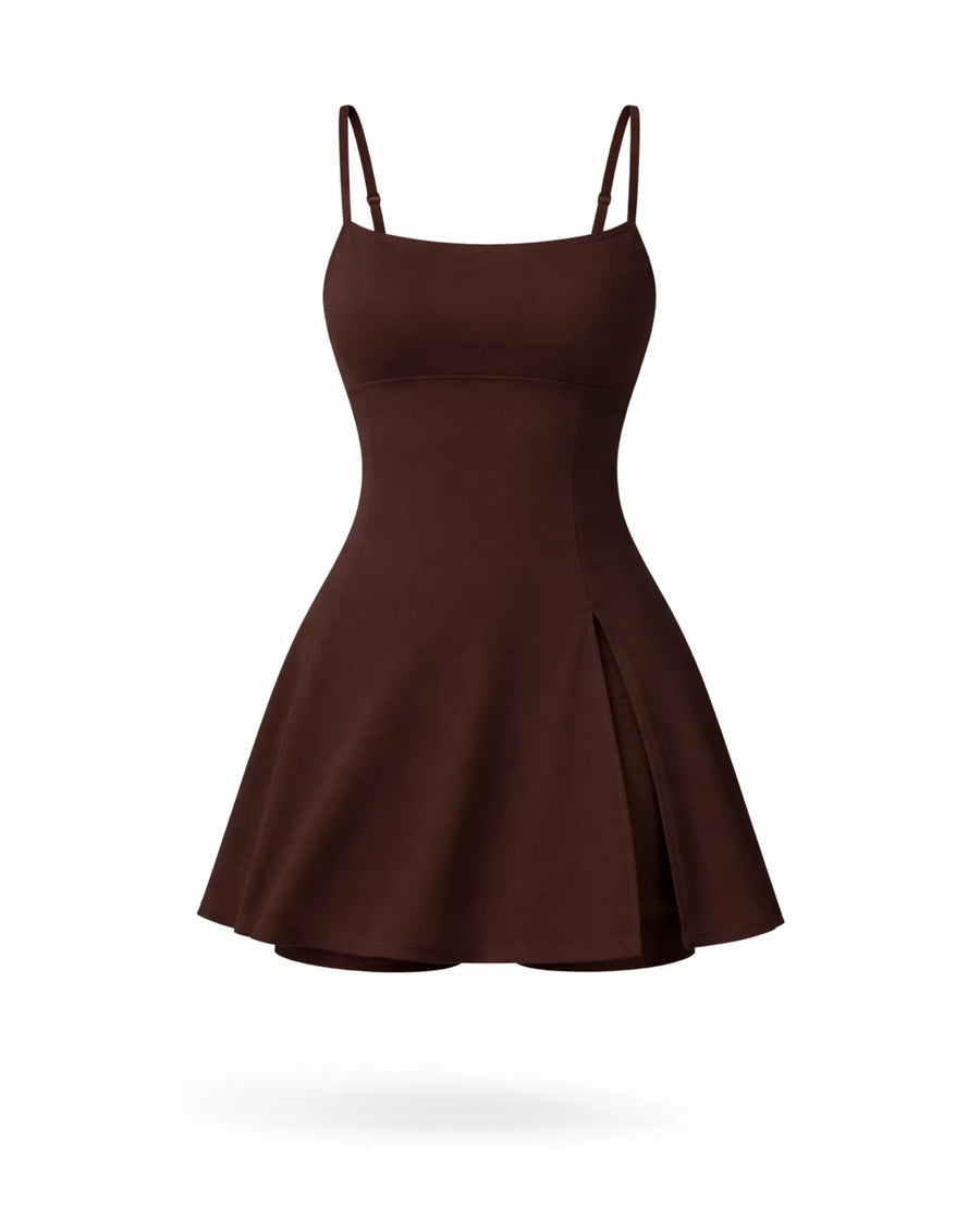 Sculpt Spaghetti Strap Side Slit Padel Dress