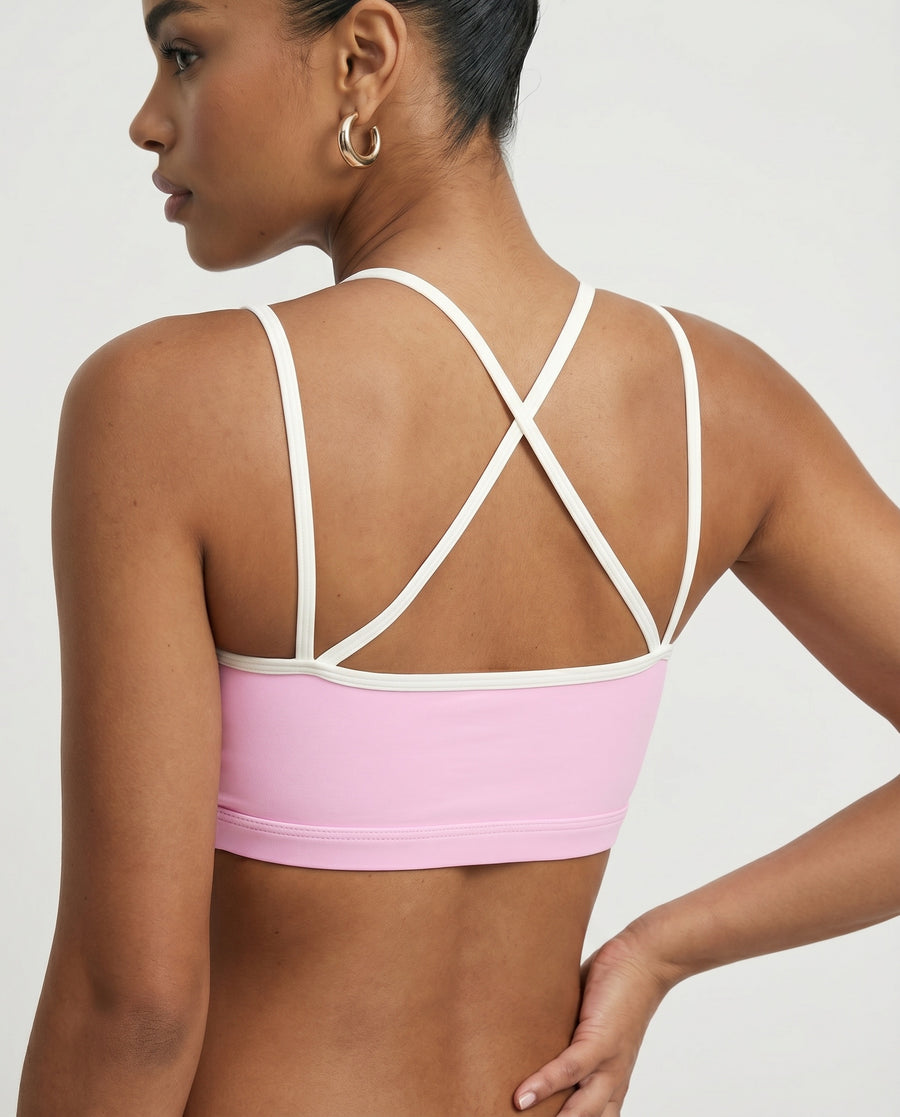 Sports Bra Contrast Trim Strappy Back