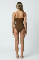 Seamless Bodysuit Brown Women Sculpting One Piece Stretch Fabric