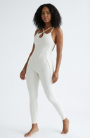 Yoga Jumpsuit White Women Sculpting One Piece Stretch Fabric