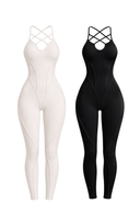 Yoga Jumpsuit White Women Sculpting One Piece Stretch Fabric