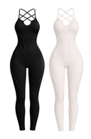 Yoga Jumpsuit Black Women Sculpting One Piece Stretch Fabric