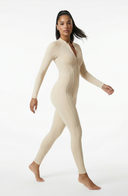 Sculpted Second Skin Jumpsuit Cream Women One Piece Stretch Fabric