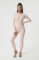 Sculpted Second Skin Jumpsuit Pink Women One Piece Stretch Fabric