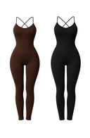 Hollow Out Seamless Back Yoga Suit Brown Women One Piece Stretch Fabric