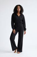 Everyday Lounge Set Black Women Two Piece Cotton Blend Stretch