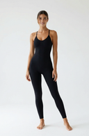 Hollow Out Seamless Back Yoga Suit Black Women One Piece Stretch Fabric