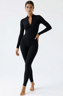 Women One Piece Workout Jumpsuit Black Body Contouring Stretch Fabric