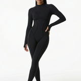 Sculpted Second Skin Jumpsuit Black Women One Piece Stretch Fabric