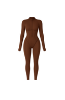Sculpted Second Skin Jumpsuit Brown Women One Piece Stretch Fabric