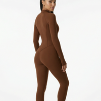 Seen sculpted second skin jumpsuit for women in brown, made from stretch fabric, one-piece design, form-fitting and stylish.
