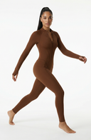 Sculpted Second Skin Jumpsuit Brown Women One Piece Stretch Fabric