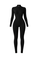Women One Piece Workout Jumpsuit Black Body Contouring Stretch Fabric