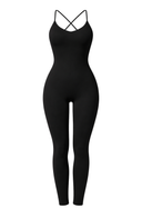 Hollow Out Seamless Back Yoga Suit Black Women One Piece Stretch Fabric