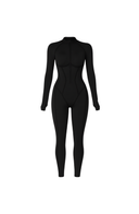 Sculpted Second Skin Jumpsuit Black Women One Piece Stretch Fabric