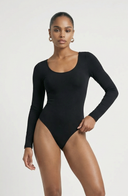 Black Square Neck Sculpting Shapewear Bodysuit.