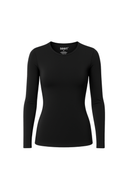 Second Skin Long Sleeve Top Black Women Round Neck Stretch Fabric