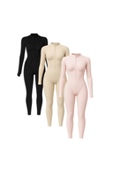 Sculpted Second Skin Jumpsuit Cream Women One Piece Stretch Fabric