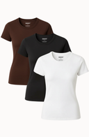 Essential Cotton Tee Brown Women Soft Stretch Cotton Blend