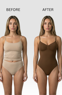 Seamless Bodysuit Brown Women Sculpting One Piece Stretch Fabric