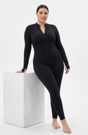 Sculpted Second Skin Jumpsuit Black Women One Piece Stretch Fabric