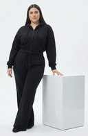 Everyday Lounge Set Black Women Two Piece Cotton Blend Stretch