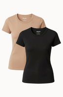 Essential Cotton Tee Nude Women Soft Stretch Cotton Blend