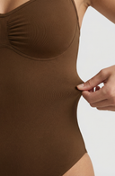 Seamless Bodysuit Brown Women Sculpting One Piece Stretch Fabric