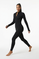 Sculpted Second Skin Jumpsuit Black Women One Piece Stretch Fabric