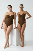 Seamless Bodysuit Brown Women Sculpting One Piece Stretch Fabric